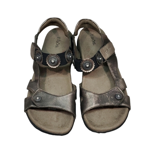 Taos Womens Comfort Hook&loop Bronze  Eden  Leather Strap Sandals shoes 9 - Picture 1 of 10